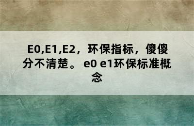 E0,E1,E2，环保指标，傻傻分不清楚。 e0 e1环保标准概念